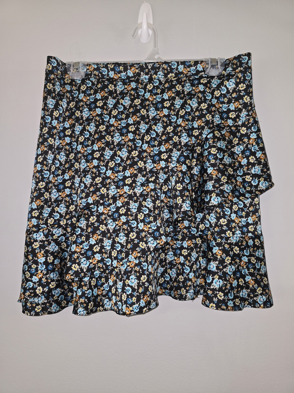 Black Floral Ruffle Skirt